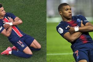 新姆总降临19岁杜埃欧冠决赛2射1传，模仿姆巴佩抱胸滑跪庆祝